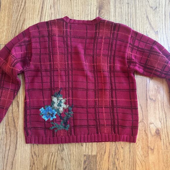 VTG Talbots Petites Womens PS Hand Knit Button Fall Cardigan Sweater Floral 90's - Picture 7 of 16